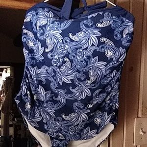 Navy paisley bathing suit